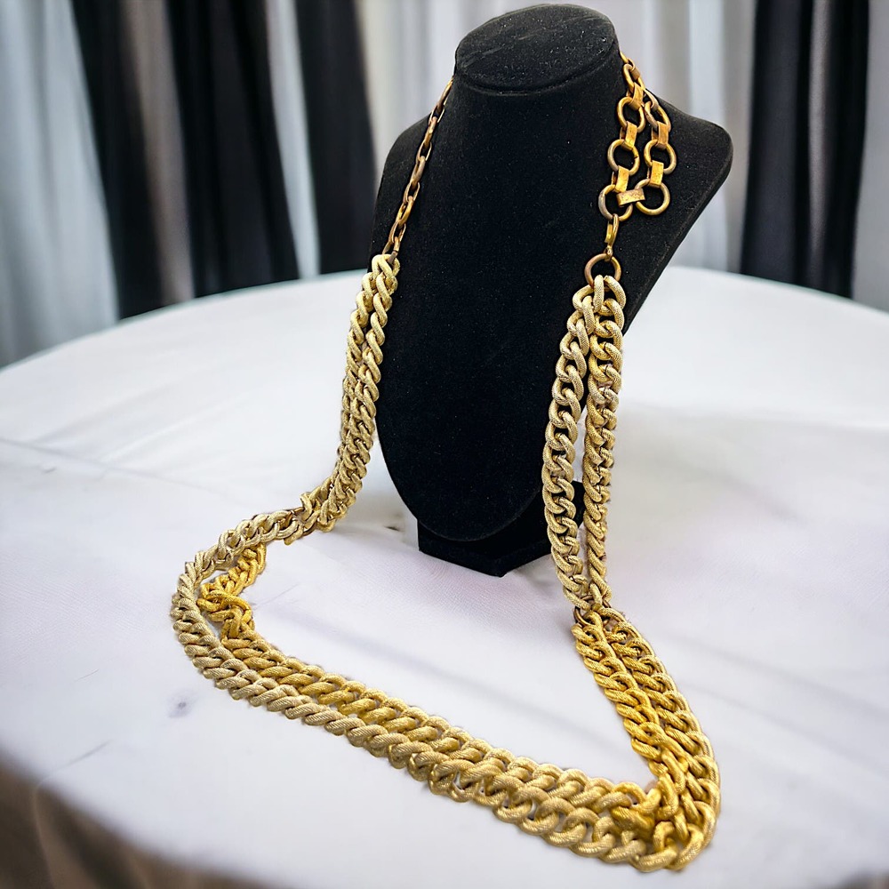 Chunk Linked Chain Two Tone Statement 31 Inch Nec… - image 1